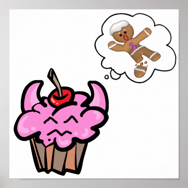 Pôster Cupcake Engraçado Mau Cookie Killer (Frente)