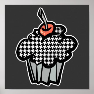 Poster cupcake houndstooth