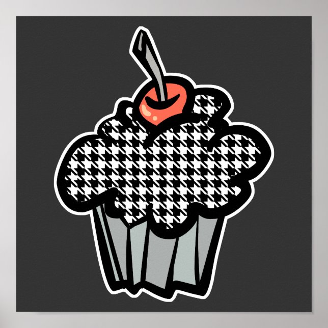 Poster cupcake houndstooth (Frente)