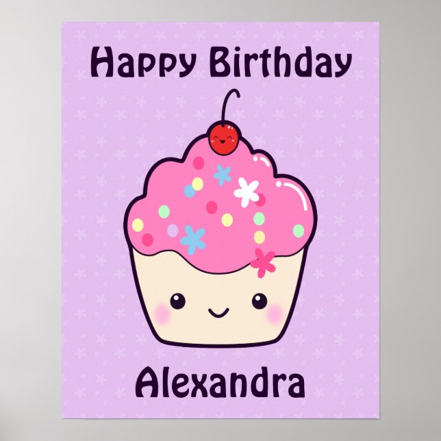 Pôster Cupcake rosa-claro (Frente)