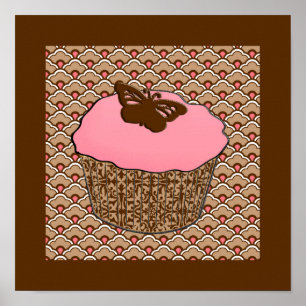 Pôster Cupcake Rosa Morango Frosted