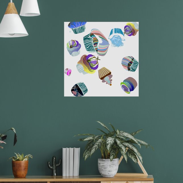 Poster Cupcake verde-verde-verde-azul-marmoreado minimali (Sala de Estar 1)