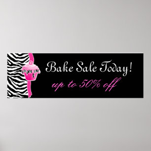 Pôster Cupcake-zebra Poster-branca, cor-de-rosa