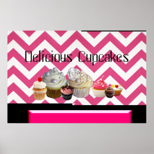 POSTER CUPCAKES DELICIOSOS DESERTAM COMPRO/ PINK BRANCO C