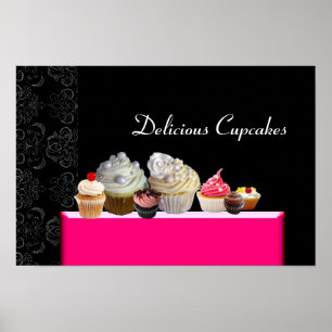 Poster CUPCAKES DELICIOSOS DESERTAM COMPRO, violeta roxa