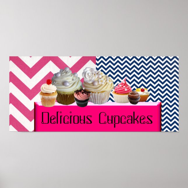 Pôster Cupcakes JOVENS MERECEM COMPRO/PINK CHEVRON BRANCO (Frente)