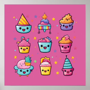 Poster Cupcakes kawaii