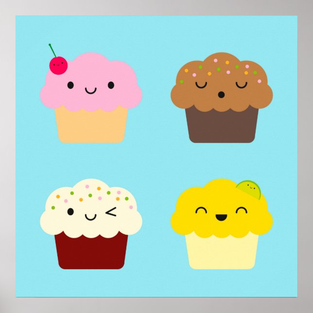 Poster Cupcakes Kawaii (Frente)