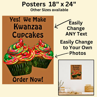 Poster Cupcakes Kwanzaa totalmente editáveis