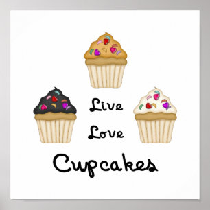 Pôster Cupcakes Live Love