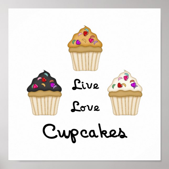 Pôster Cupcakes Live Love (Frente)