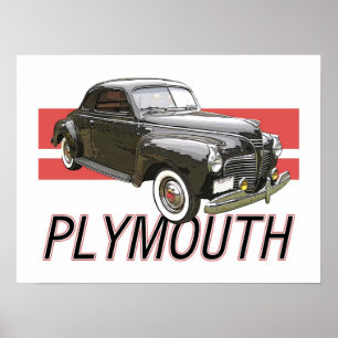 Poster Cupé 1941 de Plymouth com gráfico e texto