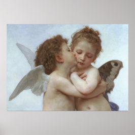 Poster Cupid and Psyche as children - William Bouguereau