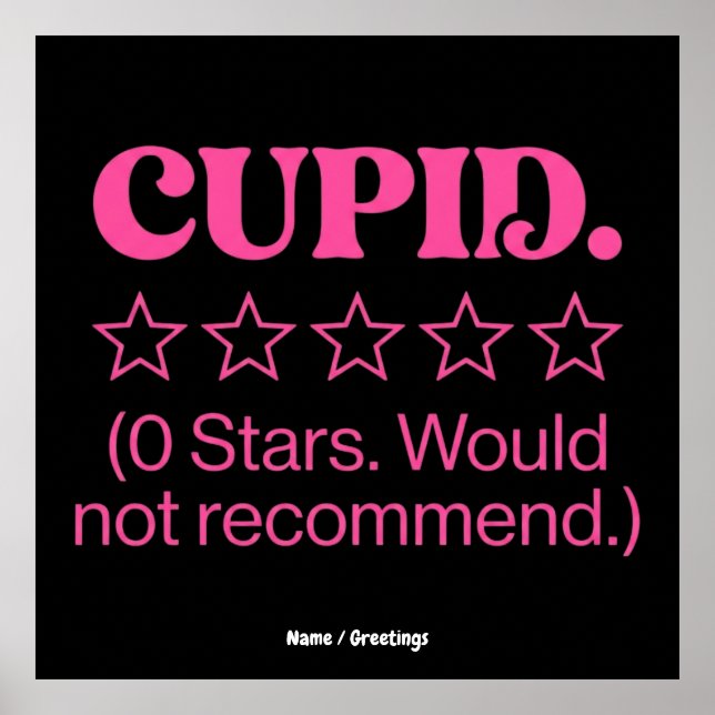 Poster Cupid Review 0 Stars Would Not Recommend Funny  (Frente)