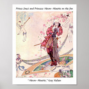 Poster Cupídeos, Princesa e Príncipe em um fã mágico