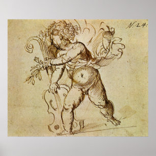 Pôster Cupido com violino por Domenico Campagnola