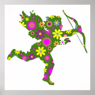 POSTER CUPIDO FLORAL