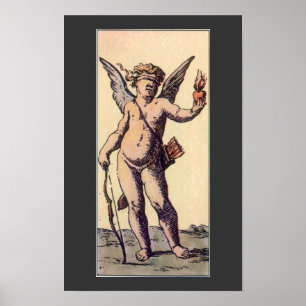 Pôster Cupido Vintage Clindfolado, Dia de os namorados Ta