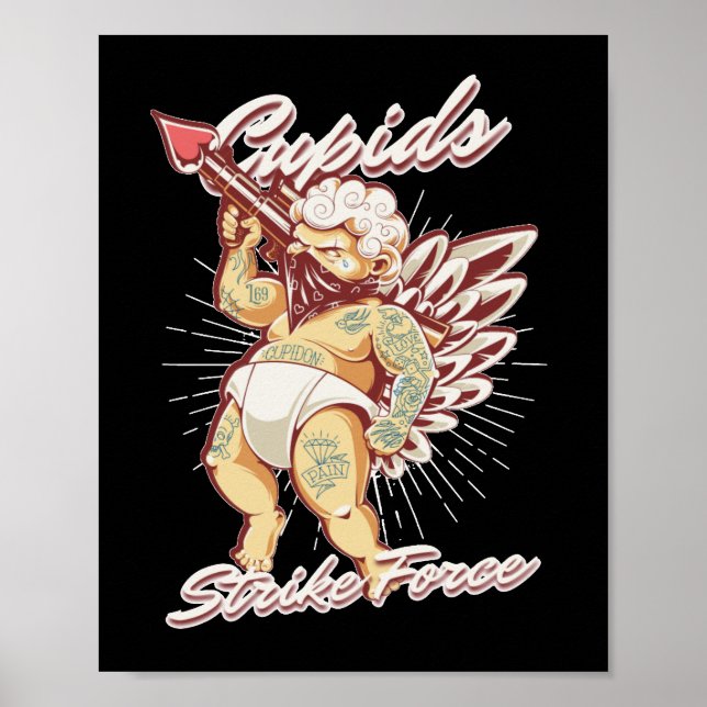 Poster CUPIDS ARRANJAM FORÇA dia de os namorados engraçad (Frente)
