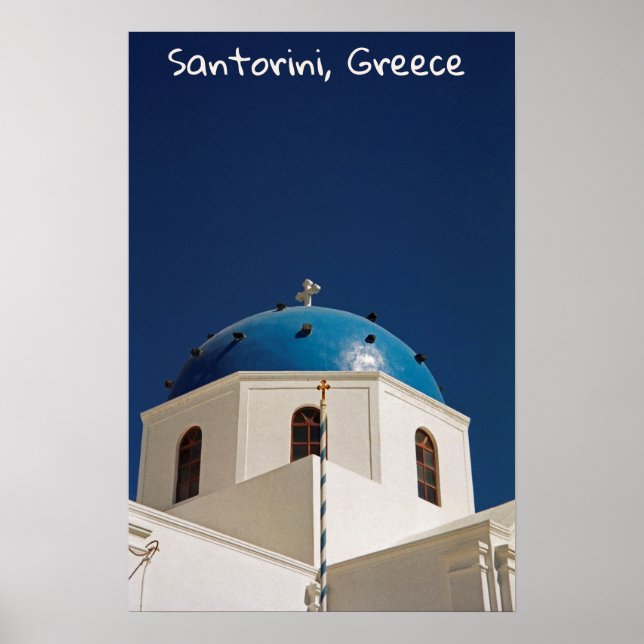 Poster Cúpula azul, Santorini, Grécia (Frente)