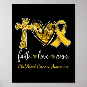 Poster Cura do Amor da Fé Faixa de Ouro Conscientização d