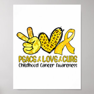 Poster Cura do Amor pela Paz Fita Dourada Infância Câncer
