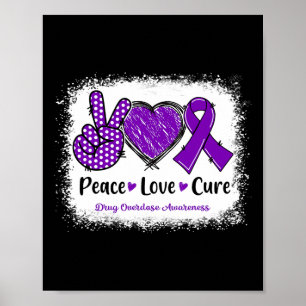 Poster Cura do Amor pela Paz Fita Roxa de Conscientização