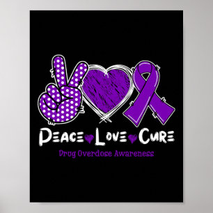Poster Cura do Amor pela Paz Fita Roxa de Conscientização