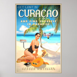 Poster Curaçao Pequenas Antilhas Oranjestad Índias Ociden