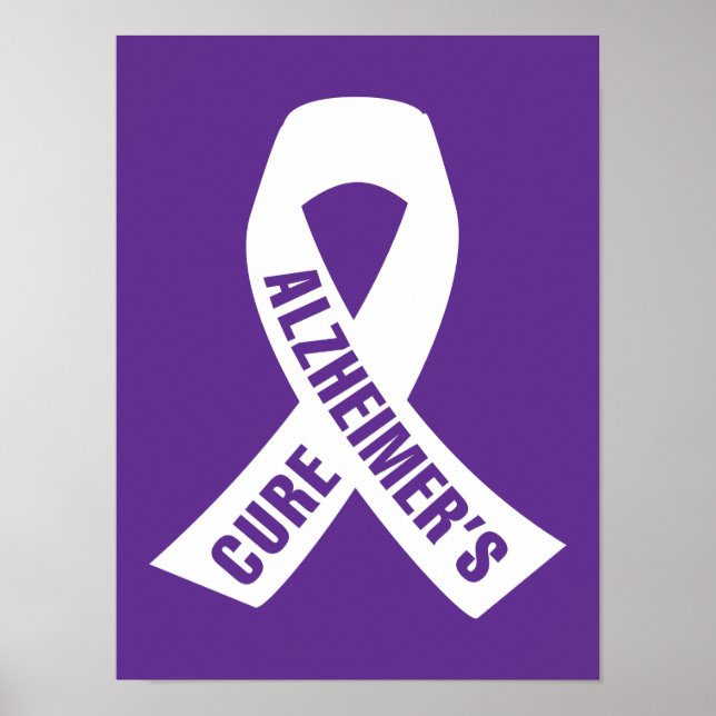 Poster Cure Alzheimers Ribbon on Purple (Frente)