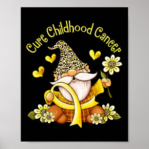 Poster Cure Câncer Infantil Fita Dourada Gnome Câncer A