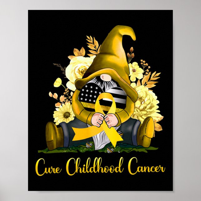 Poster Cure Childhood Cancer Awareness Gold Ribbon Gnome  (Frente)