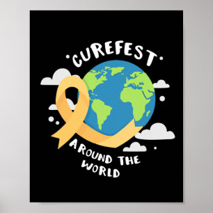 Poster CureFest em torno do suporte mundial ao Cancer de