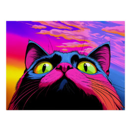 Pôster Curiosidade Galáctica: Uma Gaze Cósmica de Um Gato