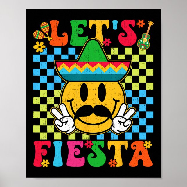 Poster Curioso Cinco De Mayo Checkered Fiesta Sorria M (Frente)