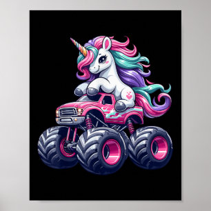 Poster Curioso Unicórnio Que Dirige Um Monstro Rosa