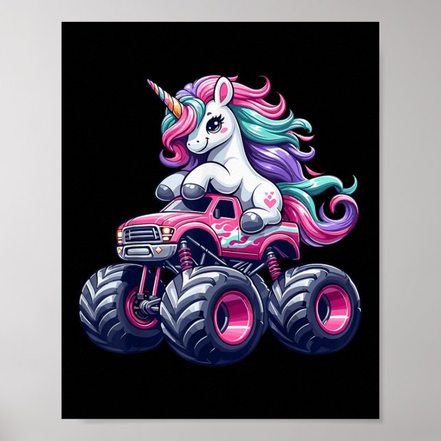 Poster Curioso Unicórnio Que Dirige Um Monstro Rosa (Frente)