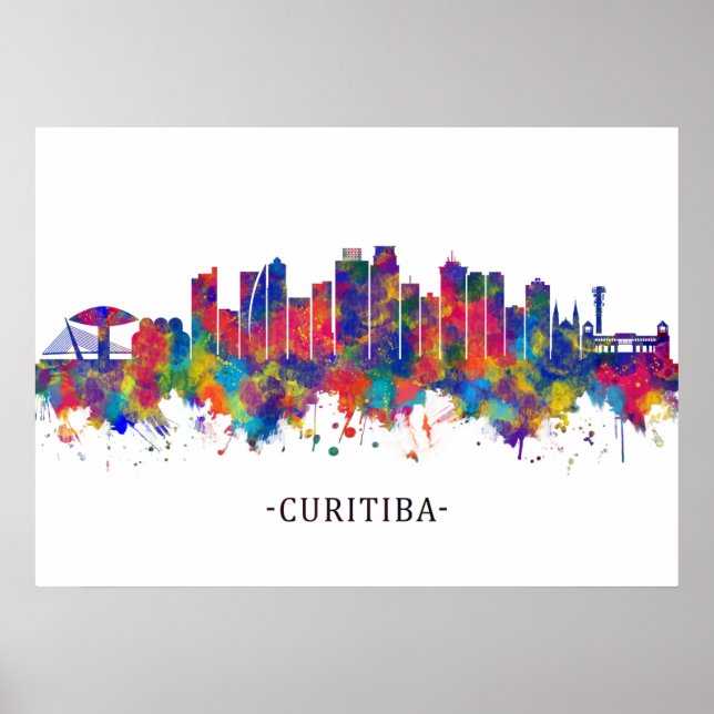 Poster Curitiba Brazil Skyline (Frente)