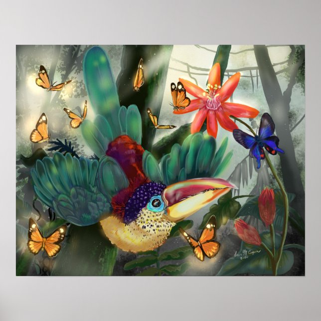 Poster Curl Crested Aracari Toucan (Frente)