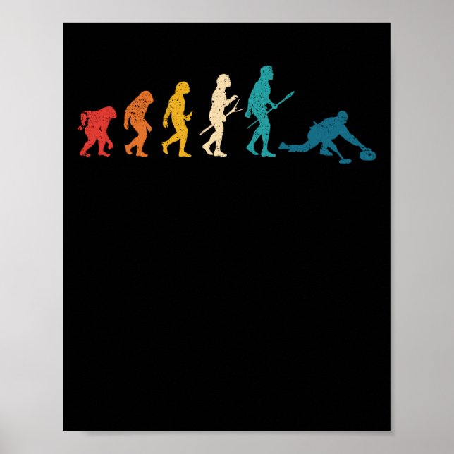 Poster Curling Evolution of Man Funny Curler Team (Frente)