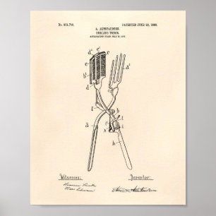 Poster Curling Tongs 1908 Patent Art Old Peper