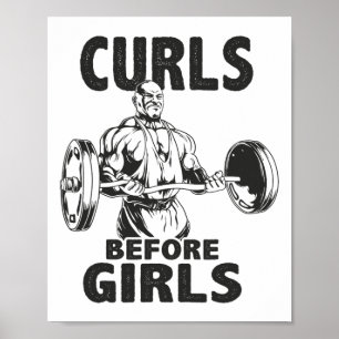 Poster Curls Antes das Garotas - Motivação para Academia