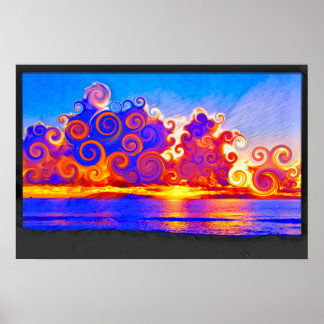 Poster Curly California Sunset Seashore