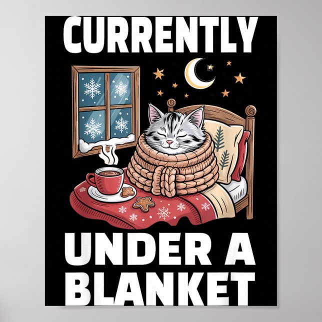 Poster Currently Under A Blanket Cat Cute Lazy Cat Lover  (Frente)