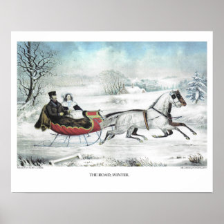 Pôster Currier & Ives Lithógrafo: A ESTRADA, INVERNO