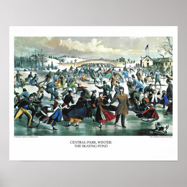 Pôster Currier & Ives Lithógrafo: Central Park Winter (Frente)