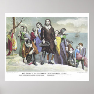 Pôster Currier & Ives Lithógrafo: Peregrinos de aterrissa