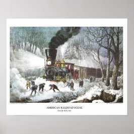 Pôster Currier & Ives Lithograph: Cena da Ferrovia Americ