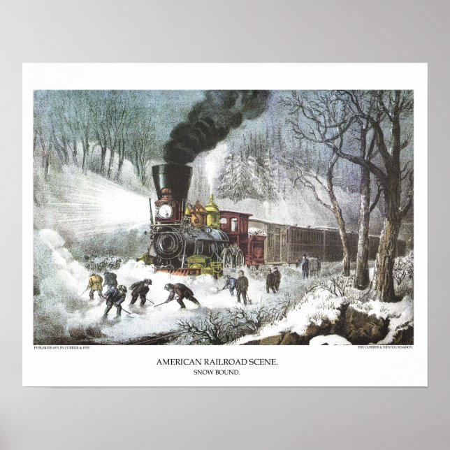 Pôster Currier & Ives Lithograph: Cena da Ferrovia Americ (Frente)