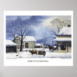 Pôster Currier & Ives Lithograph: Lar para Ação de Graças